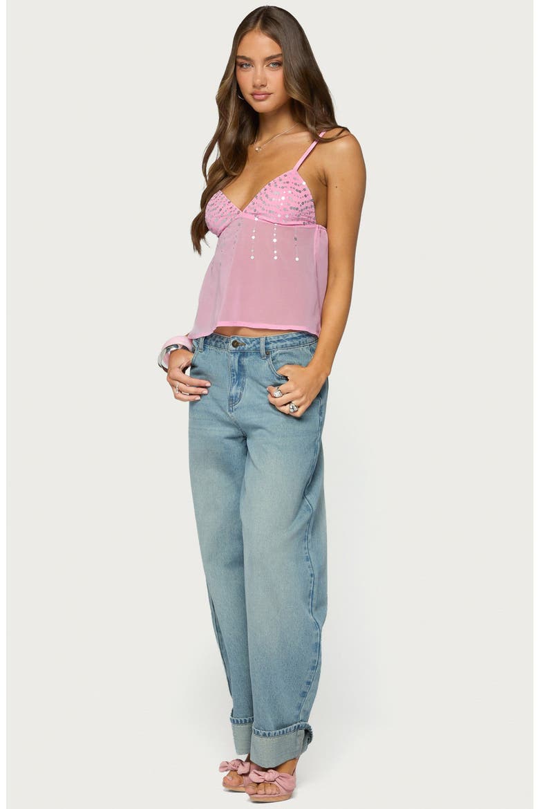 Klio Sequin Chiffon Babydoll Top, Alternate, color, LIGHT-PINK