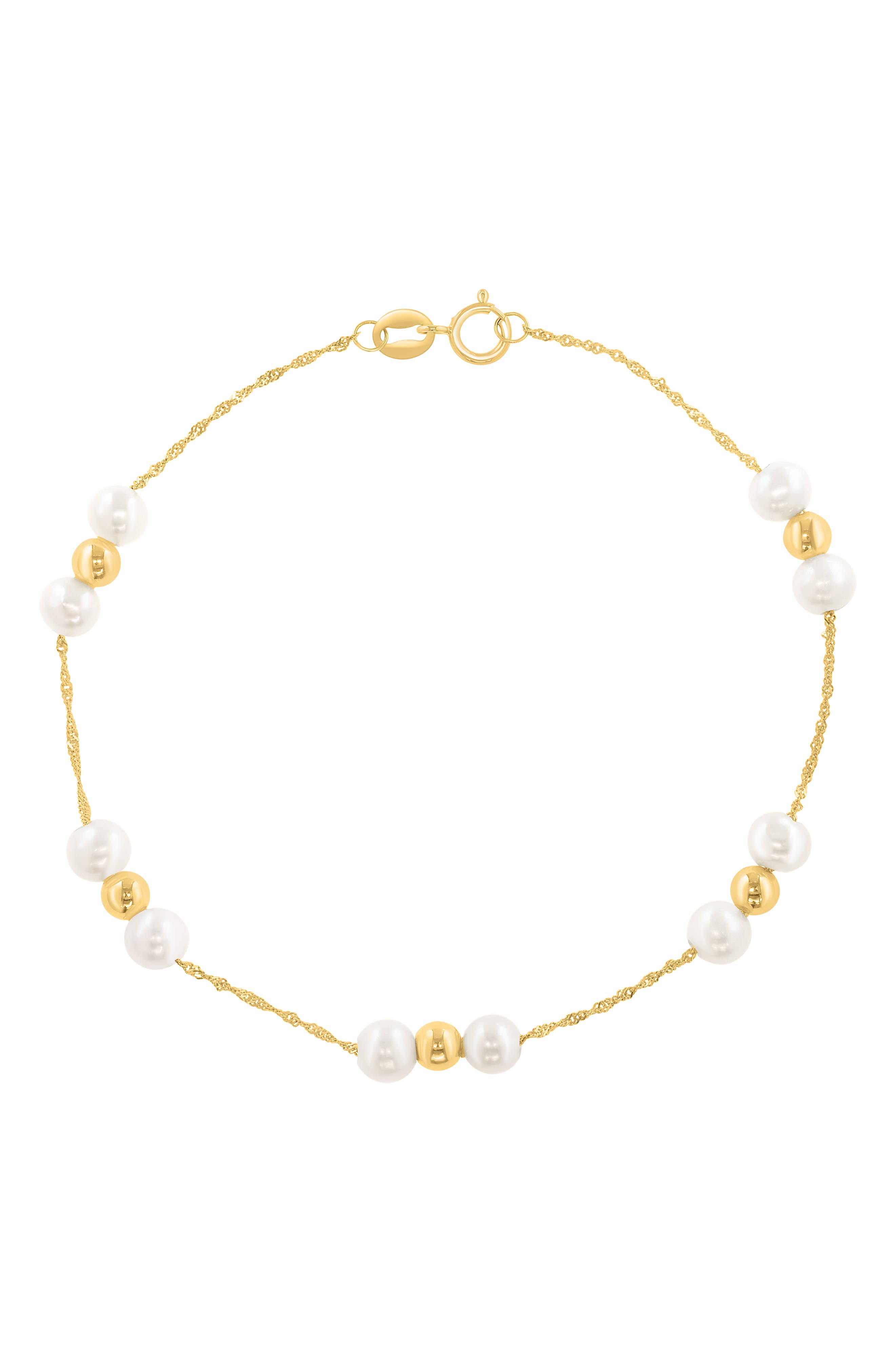 14k Gold Cultured Pearl Bracelet