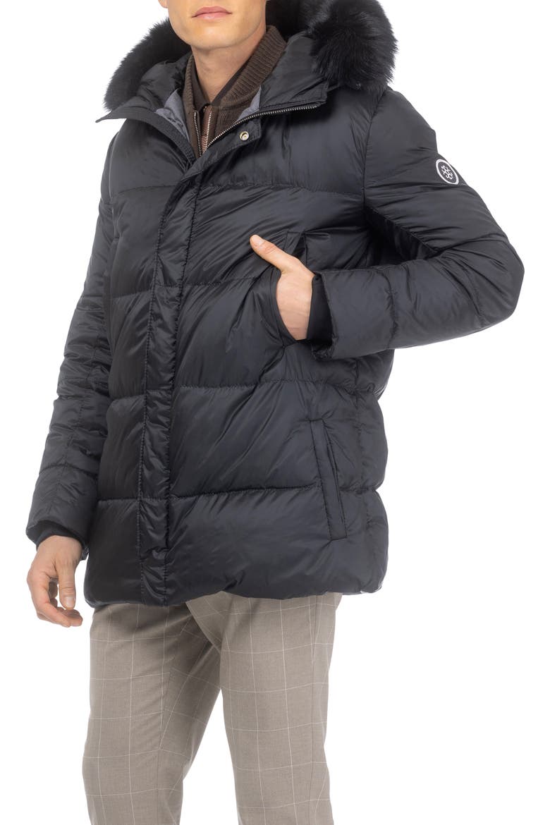 Men's Apres-Ski Parka, Detachable Toscana Lamb Hood Trim, Alternate, color, Black/Black