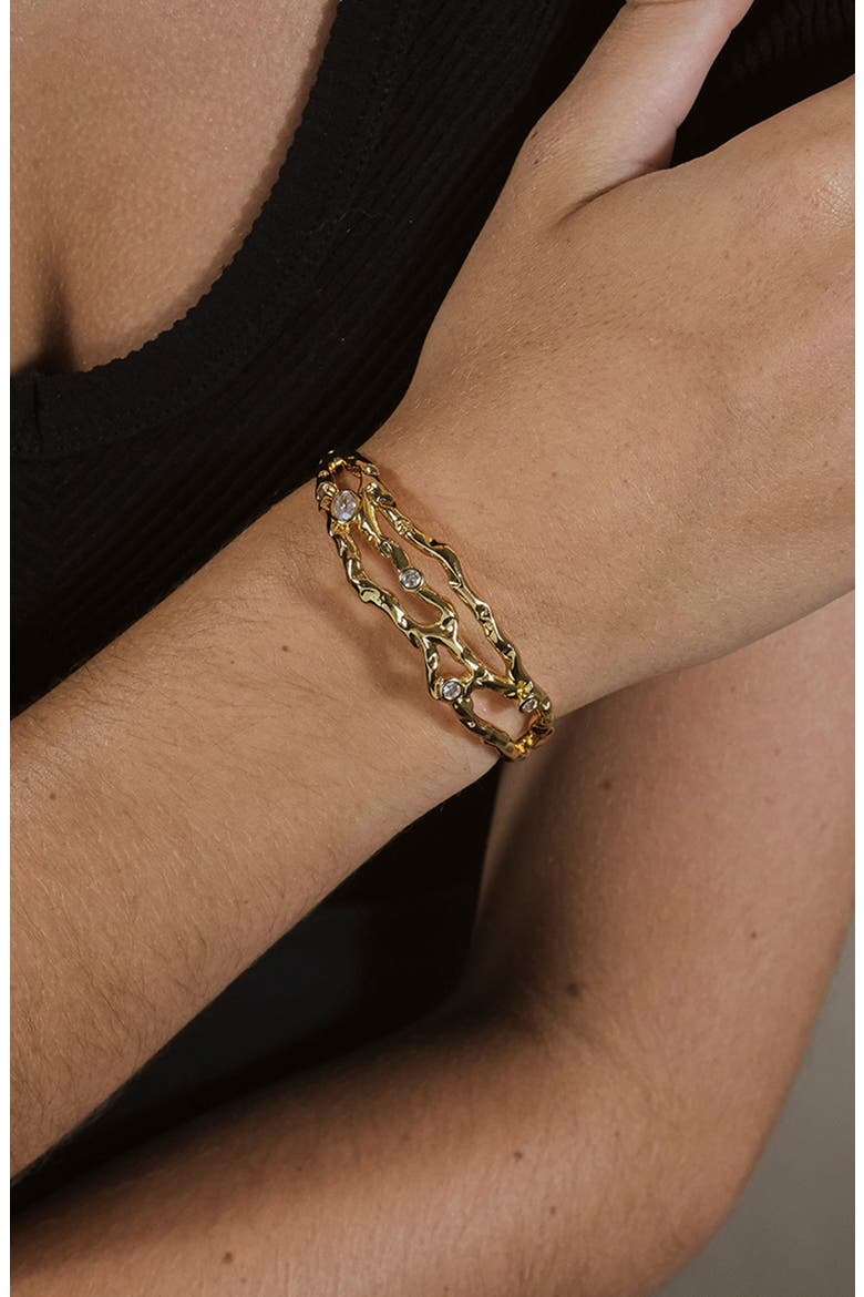 Tully Cubic Zirconia Molten Cuff Bracelet, Alternate, color, GOLD
