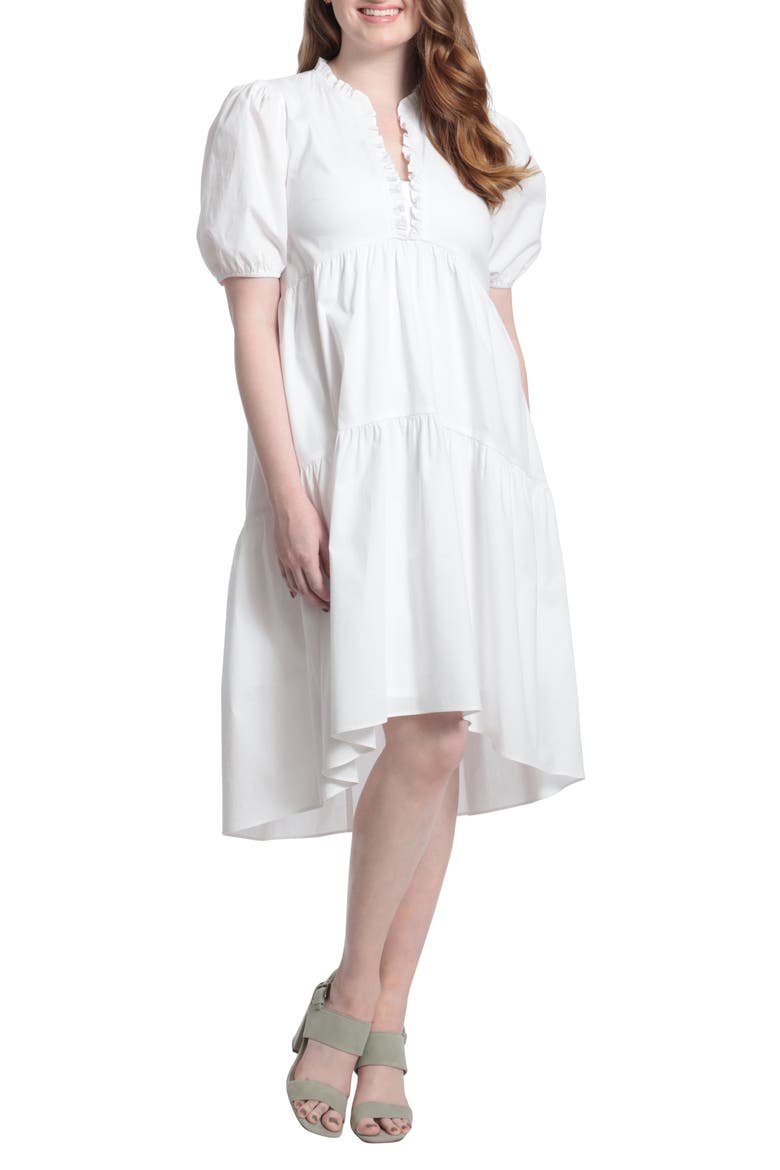 Ruffle Cutaway Hi-Low A-Line Dress, Main, color, WHITE