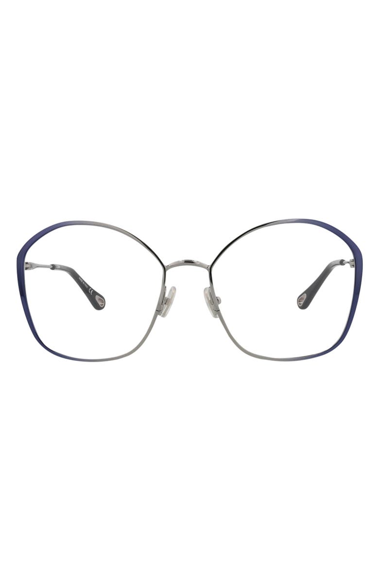 Chloé Core 57mm Rectangular Optical Glasses, Main, color, Blue Blue Transparent