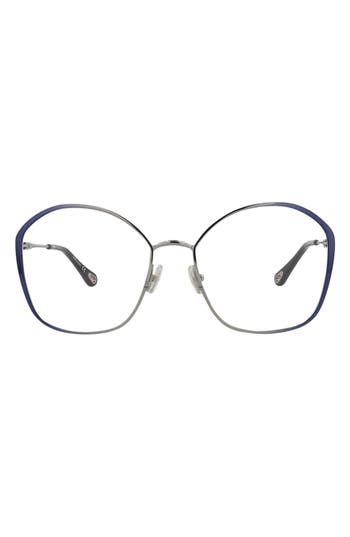 Chloé Core 57mm Rectangular Optical Glasses In Blue Blue Transparent