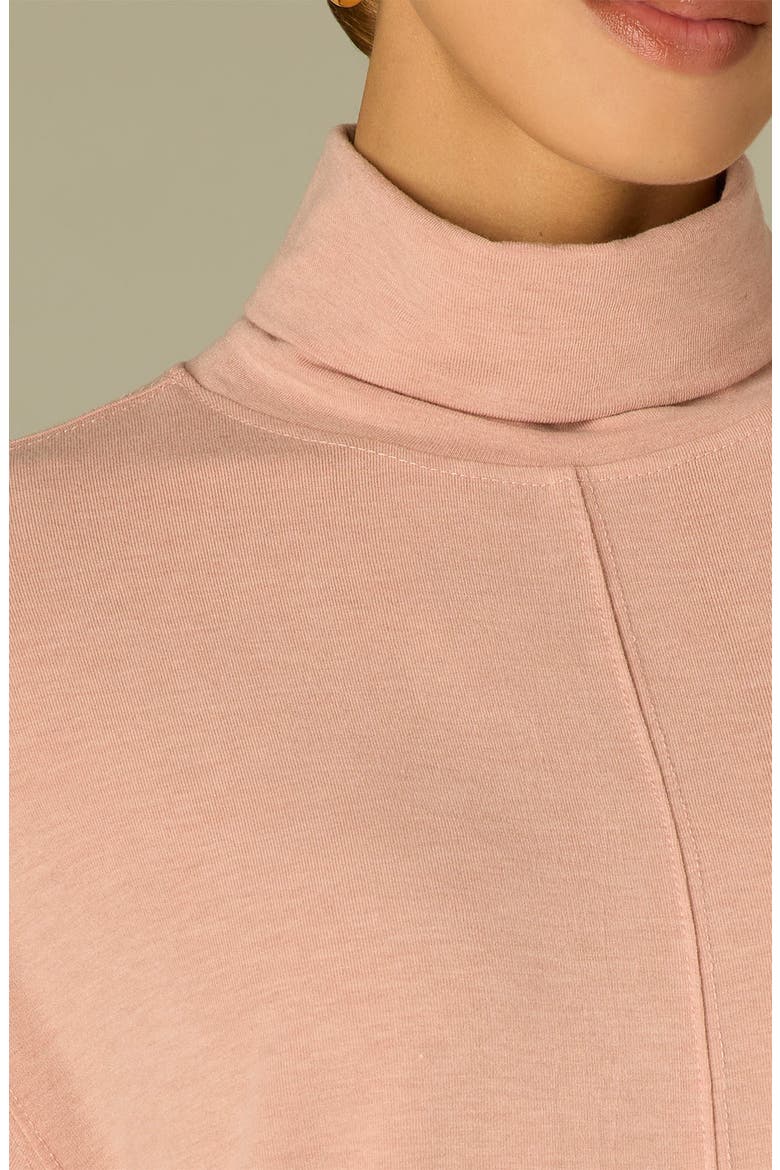 Boxy Elbow Sleeve Turtleneck Top, Alternate, color, HEATHER ROSE TAN
