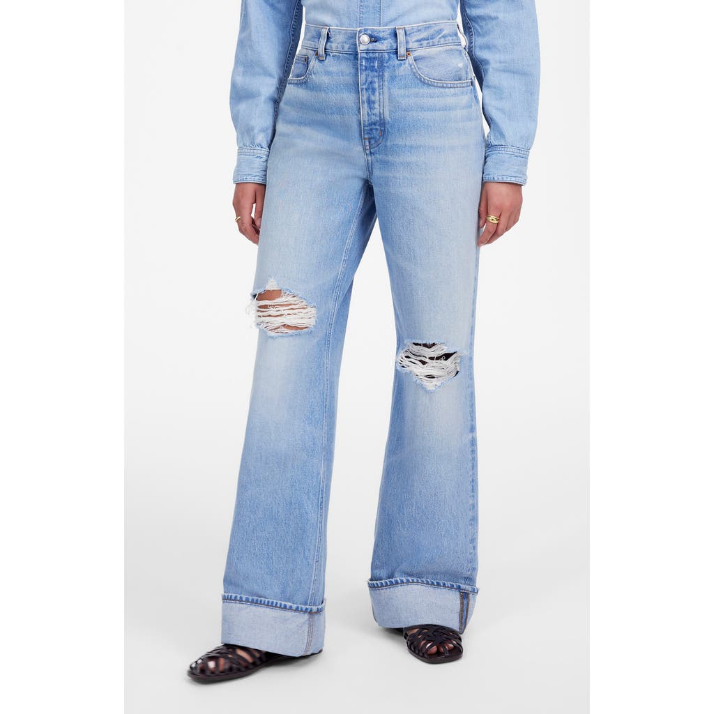Madewell Low Slung Ripped Baggy Jeans In Hallstead Wash