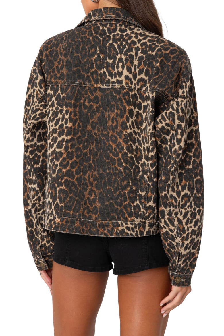 Leopard Print Denim Jacket, Alternate, color, LEOPARD