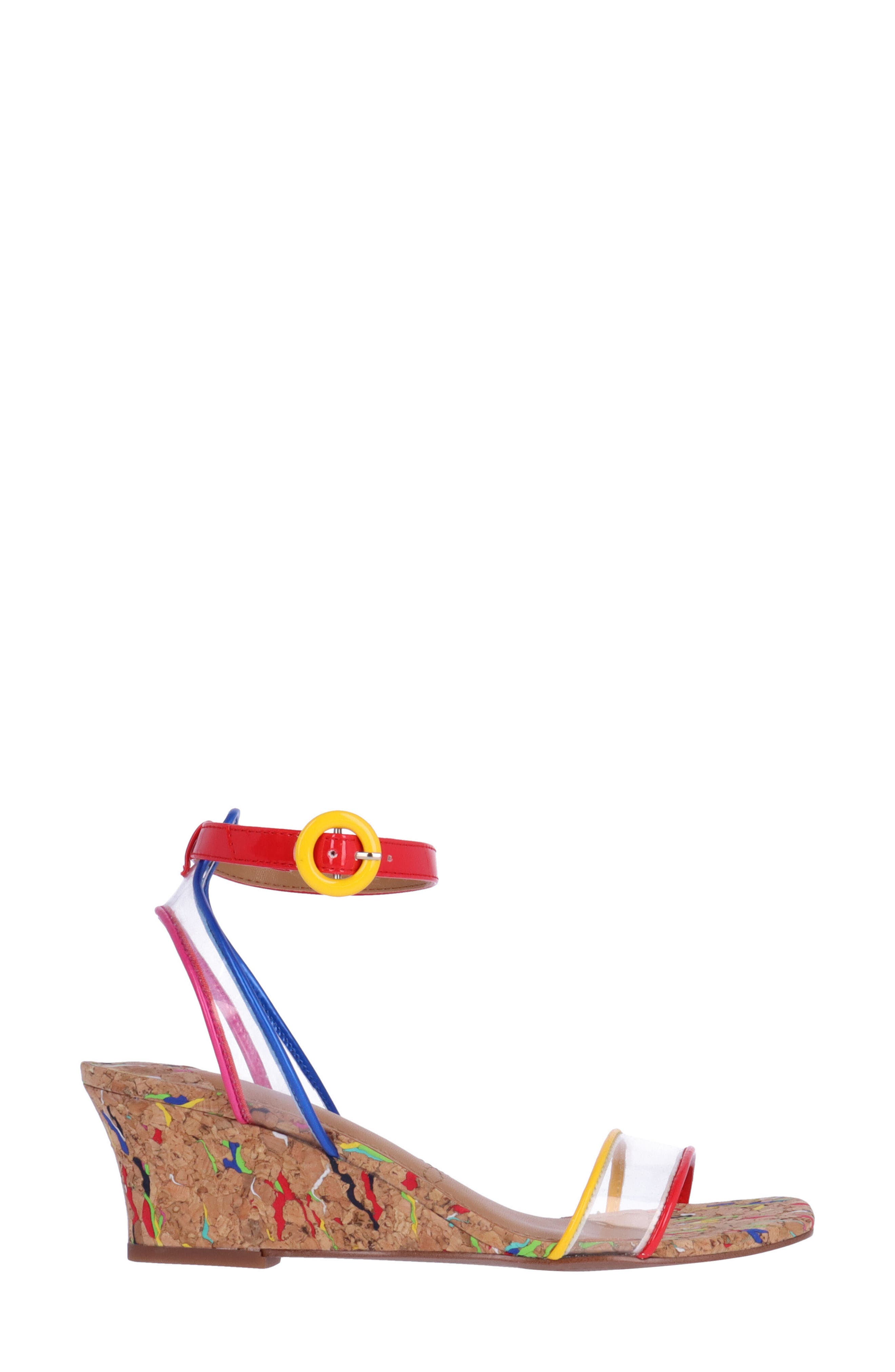 J. Reneé Lavinia Ankle Strap Wedge Sandal, Alternate, color, Clear/ Multi/ Natural