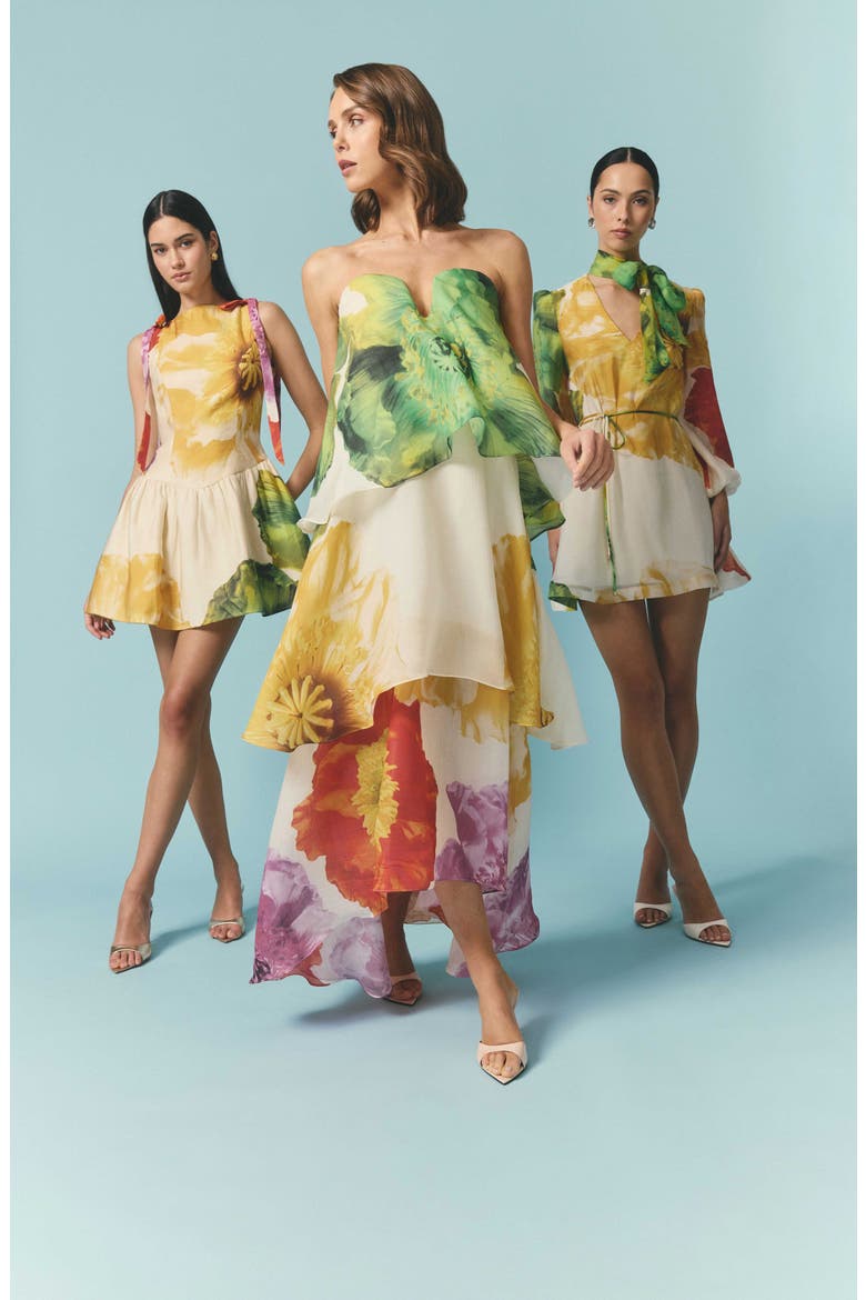 Lilia Floral Tiered High-Low Gown, Alternate, color, FLORAL MULTI