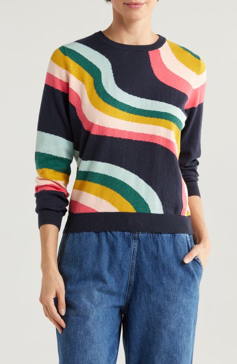 Icon Rainbow Swirl Print Cotton Sweater