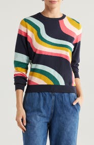 Marine Layer Icon Rainbow Swirl Print Cotton Sweater