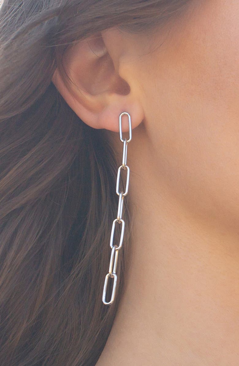 Bearfruit Jewelry Sterling Silver 18k Gold Plated Amelia Chain Earrings Dainty Daily Trendy, Alternate, color, Silver