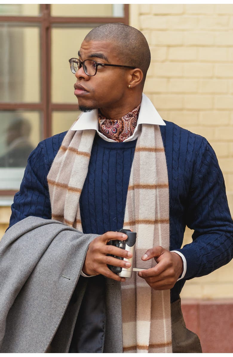 Elizabetta Bugatti - Silk Ascot Cravat Tie for Men, Alternate, color, Mahogany