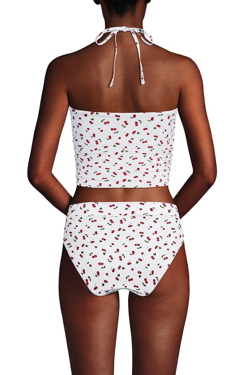 Lands' End Womens Ruched Halter Tankini Top, Alternate, color, Cherry Jam Cherries/White