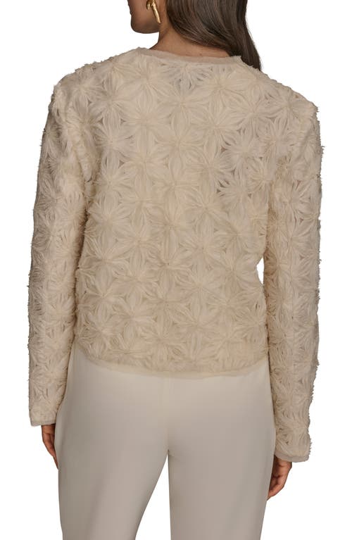 Donna Karan New York Novelty Embroidered Floral Open Front Jacket In Neutral