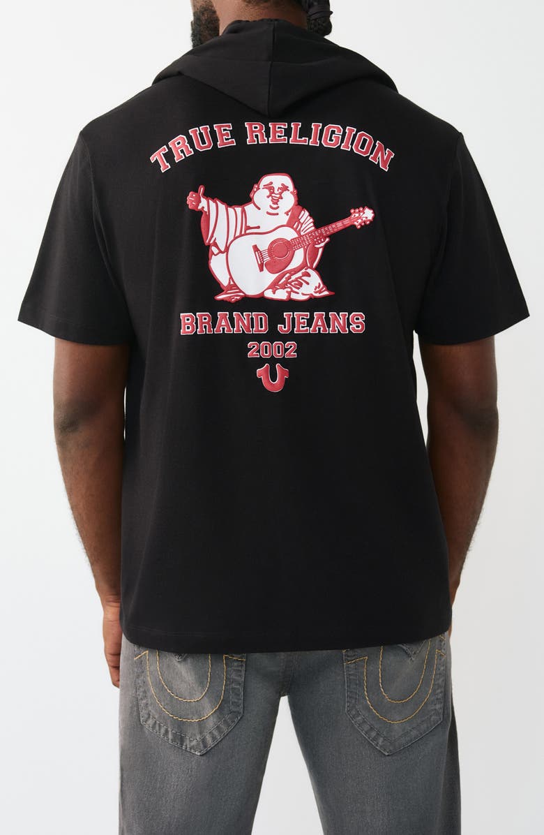 True Religion Buddha Hoodie Tee, Alternate, color, Jet Black