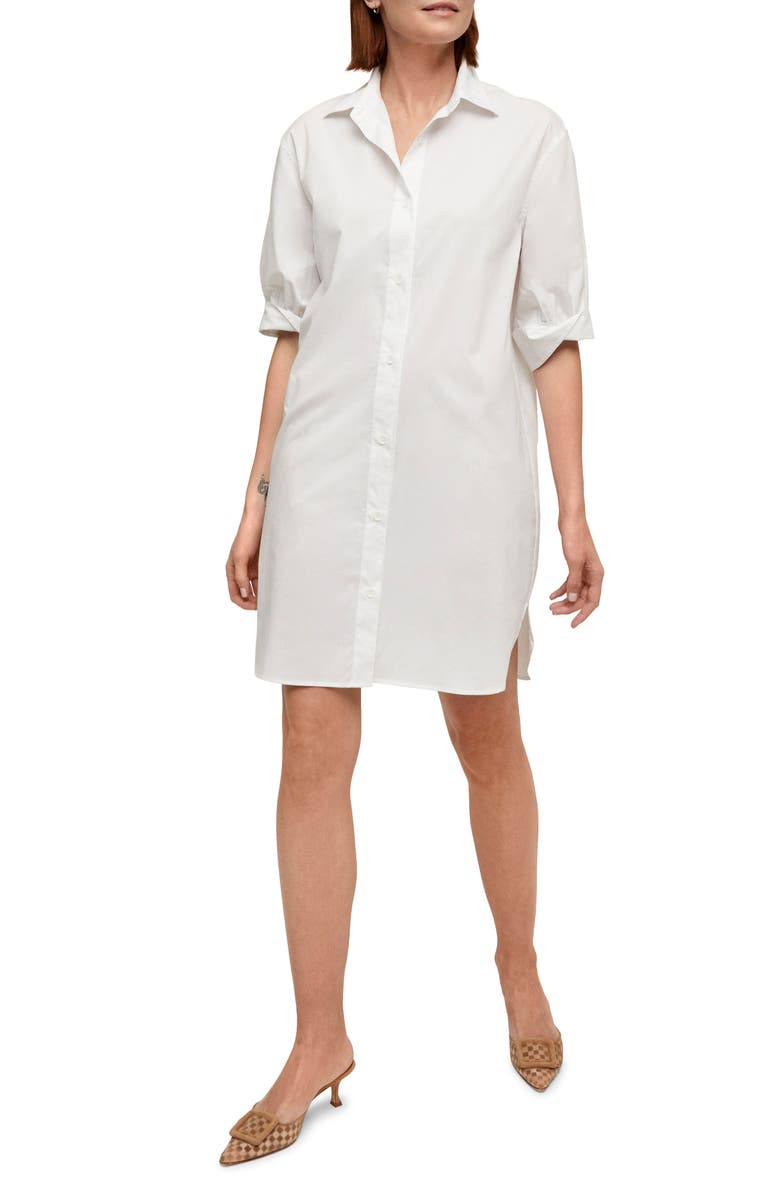 Isaac Mizrahi New York Elbow Sleeve Cotton Shirtdress, Main, color, 