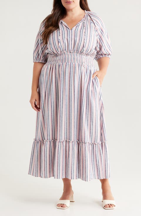 Smocked Waist Ruffle Hem Maxi Dress (Plus)