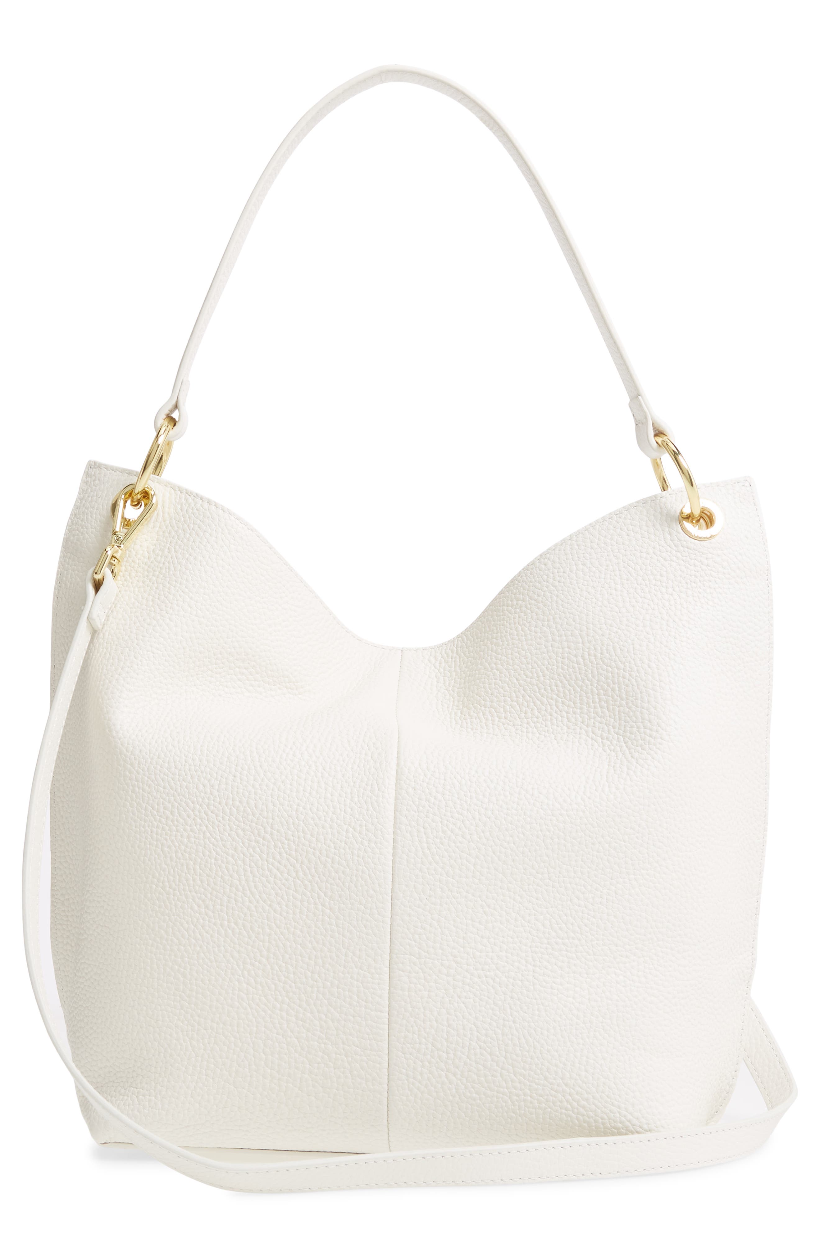 Chhloee Leather Hobo Bag, Alternate, color, IVORY