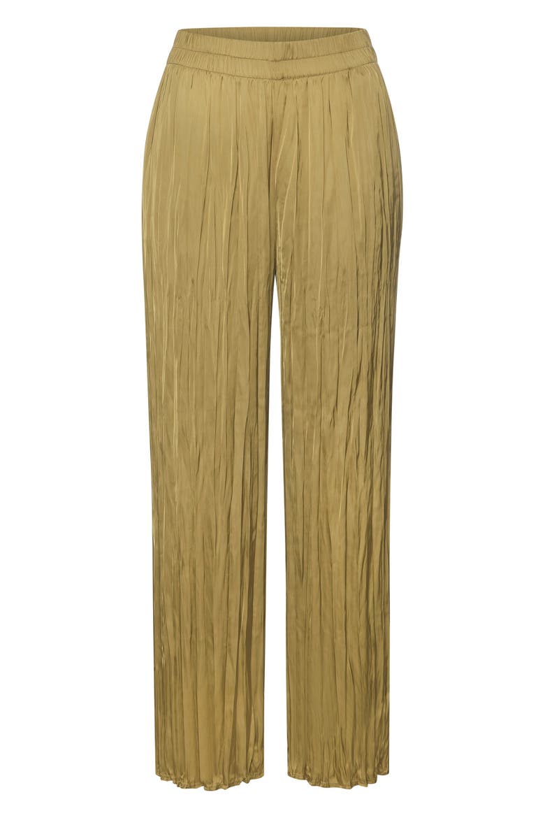 Flowy Textured Pull On Pants, Alternate, color, Green