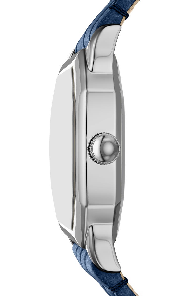 Fossil Harlow Croc Embossed Leather Strap Watch, 27mm, Alternate, color, White/ Navy/ Silver