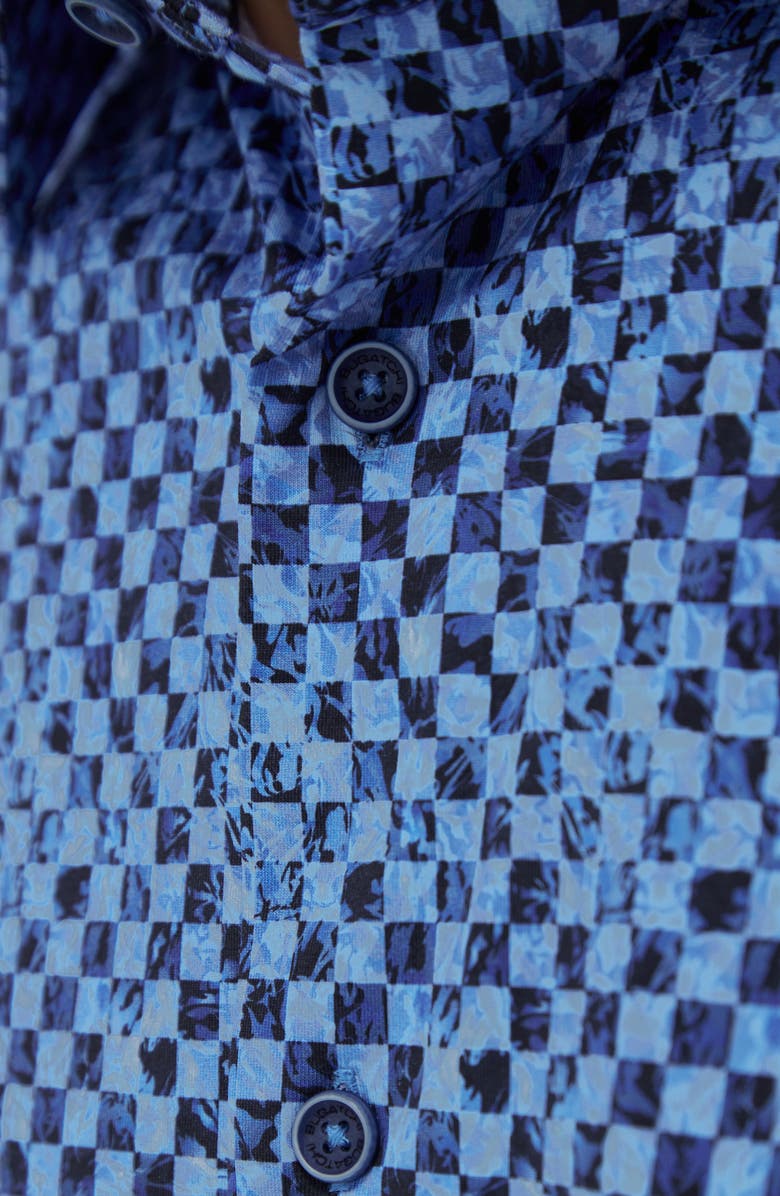 Bugatchi James OoohCotton<sup>®</sup> Checkerboard Button-Up Shirt, Alternate, color, Classic Blue