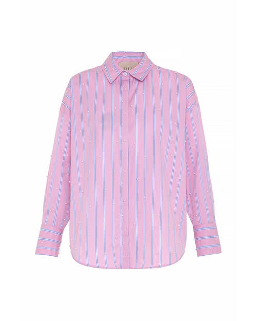 Theo The Label Echo Pearly Shirt In Pink