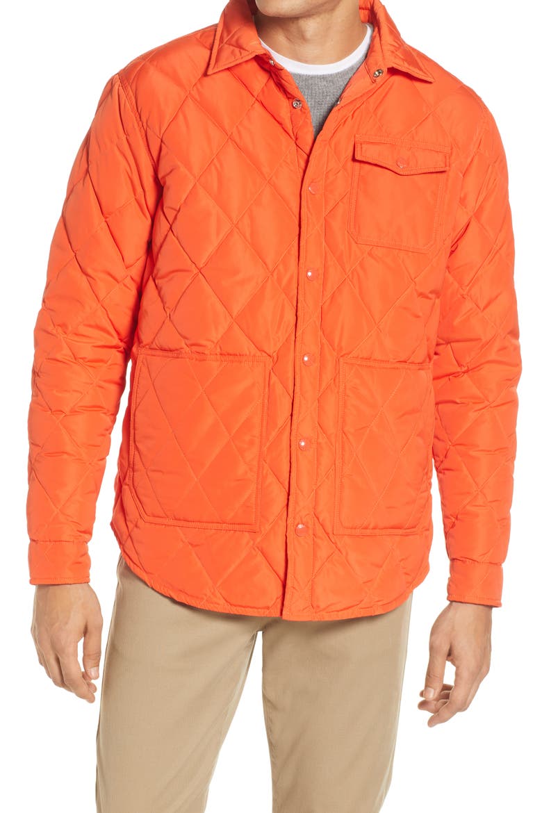 Quilted Down Shirt Jacket, Alternate, color, ORANGE