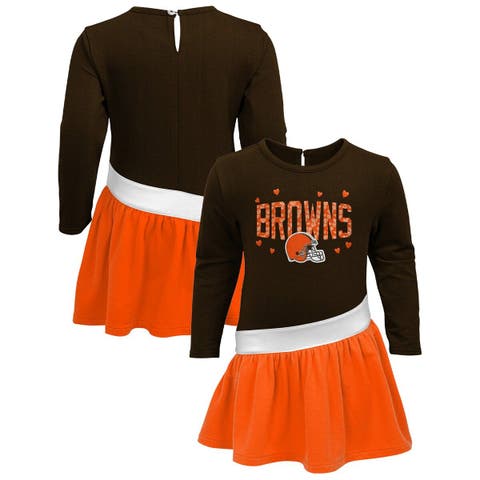 Girls Infant Brown/Orange Cleveland Browns Heart to Heart Jersey Tri-Blend Dress