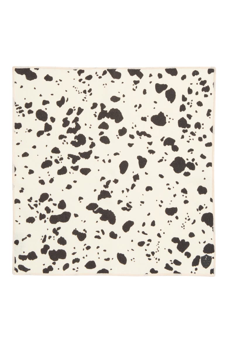 Cow Print Linen Pocket Square, Alternate, color, WHITE
