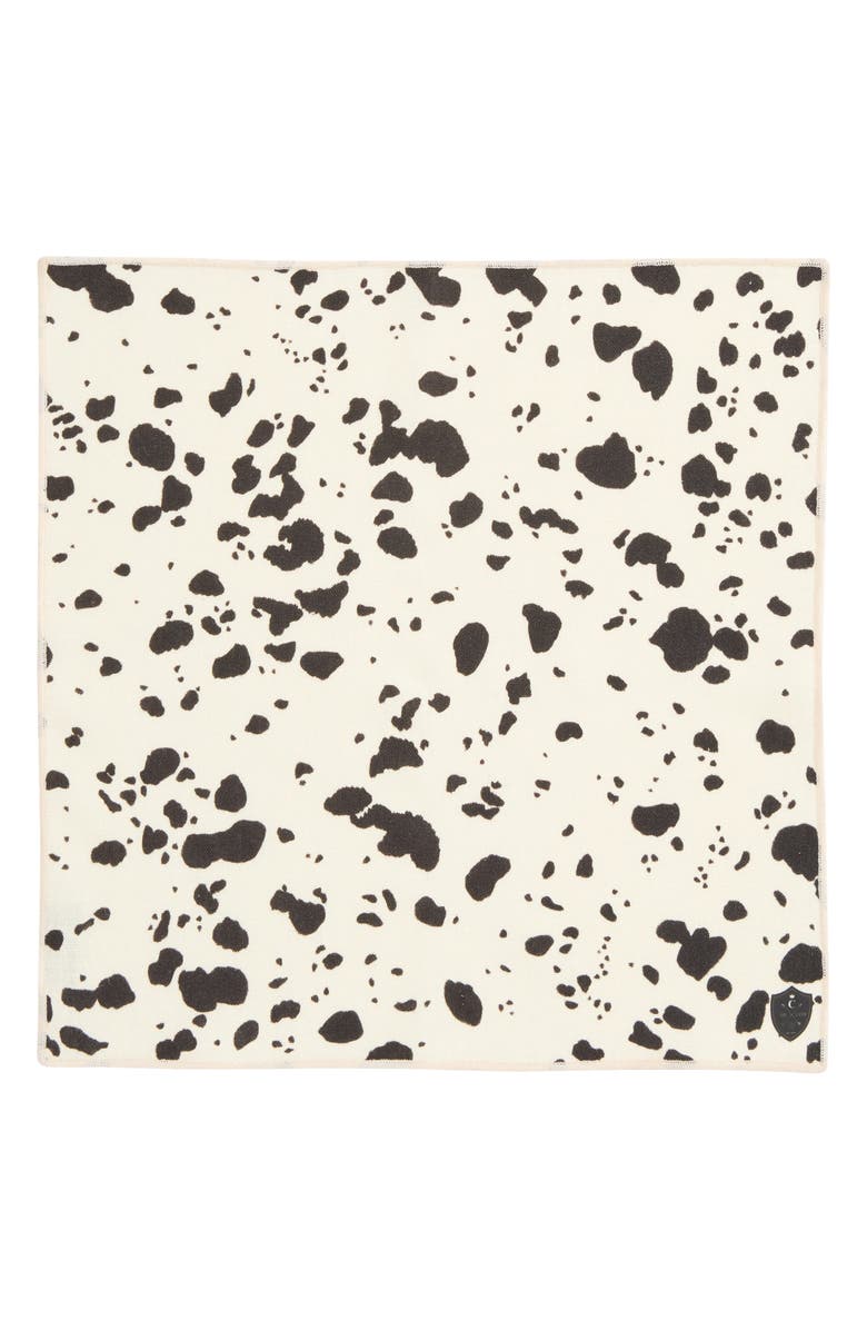 CLIFTON WILSON Cow Print Linen Pocket Square, Alternate, color, White