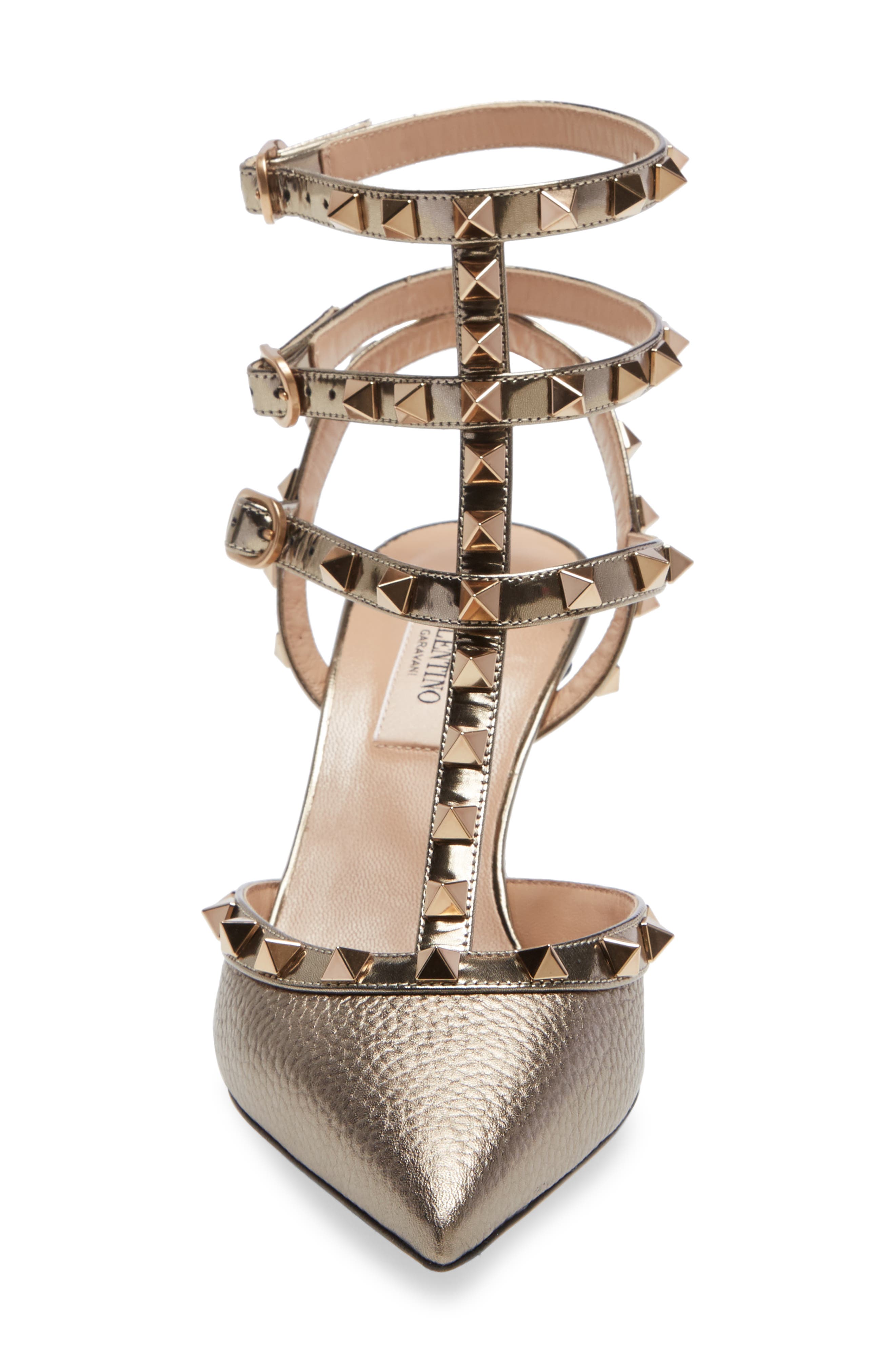 Valentino Garavani Rockstud T-Strap Pointed Top Pump, Alternate, color, 