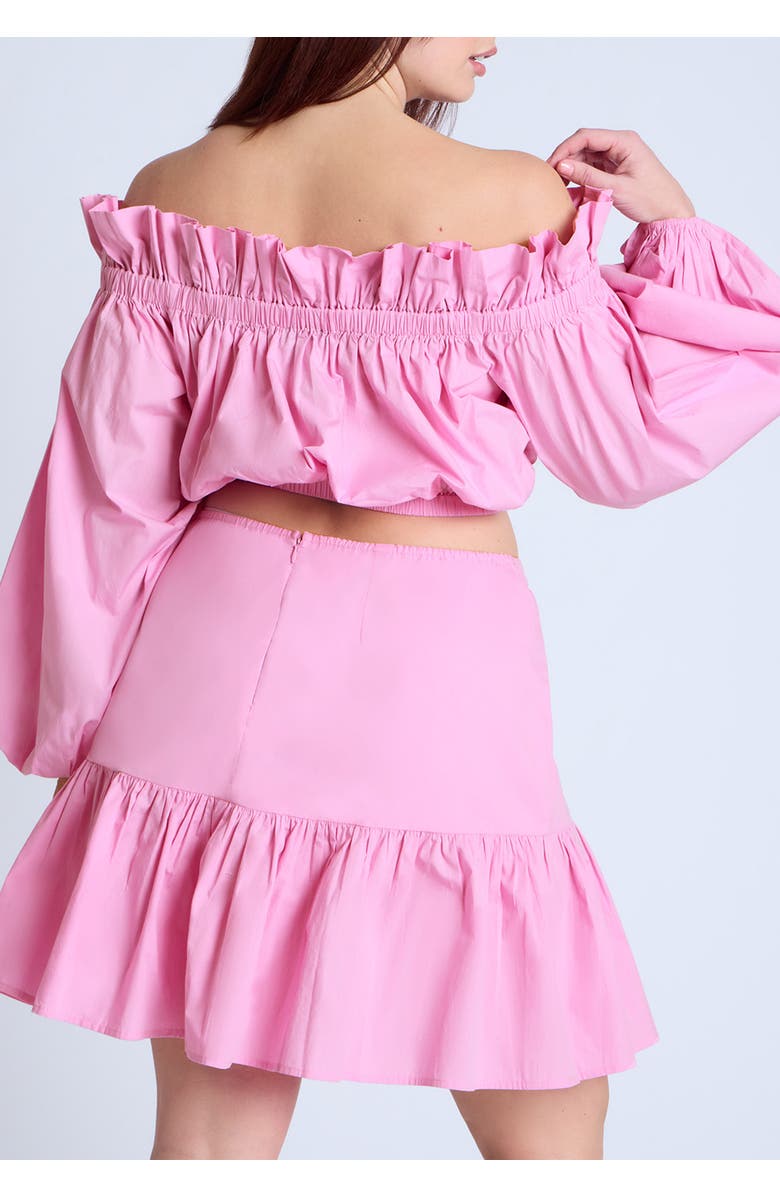 ELOQUII Bubble Sleeve Crop Top, Alternate, color, Lilac Chiffon