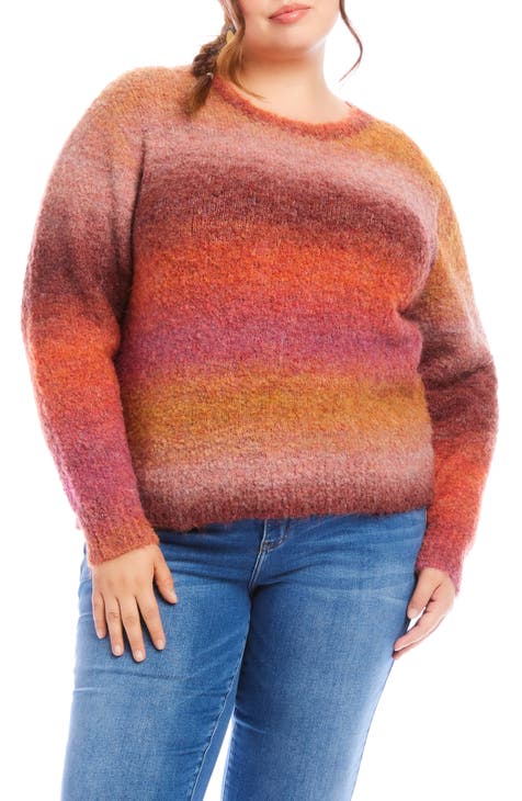 Nordstrom Caslon Pink Orange Ombré Striped buy Sweater