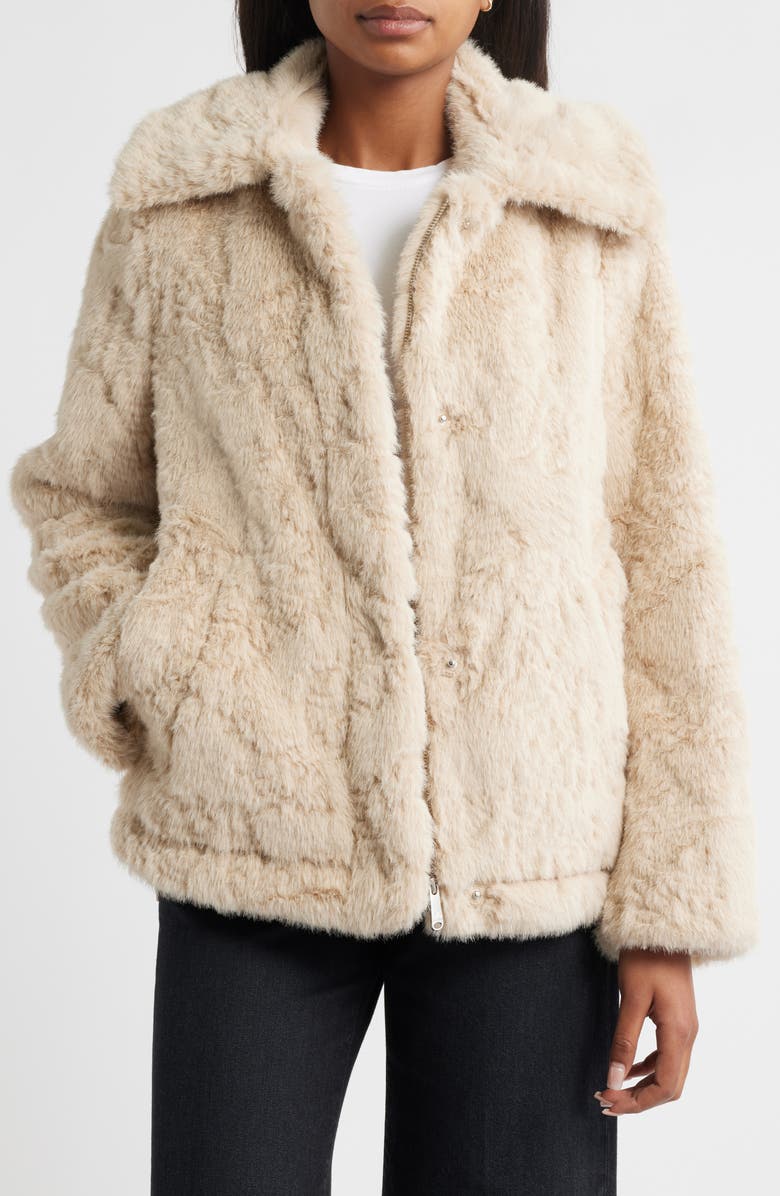 Sam Edelman Faux Fur Jacket, Alternate, color, Natural