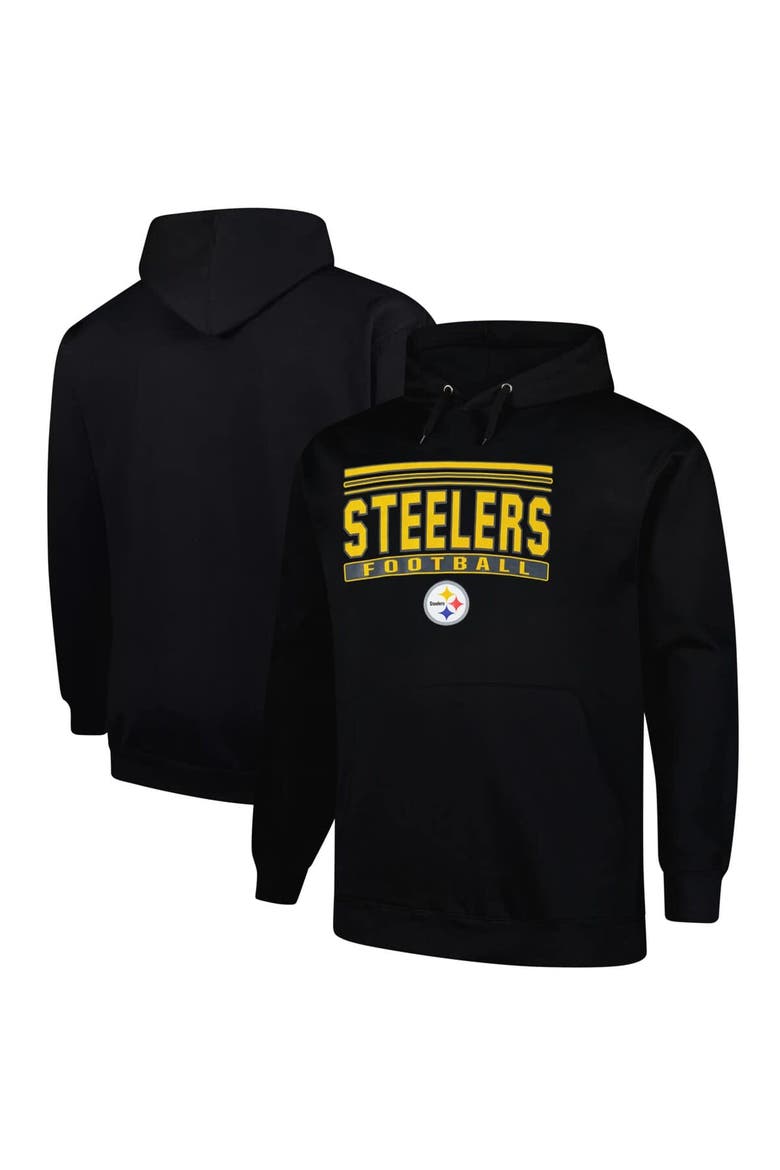 Men's Fanatics Black Pittsburgh Steelers Big & Tall Pop Pullover Hoodie, Main, color, Black