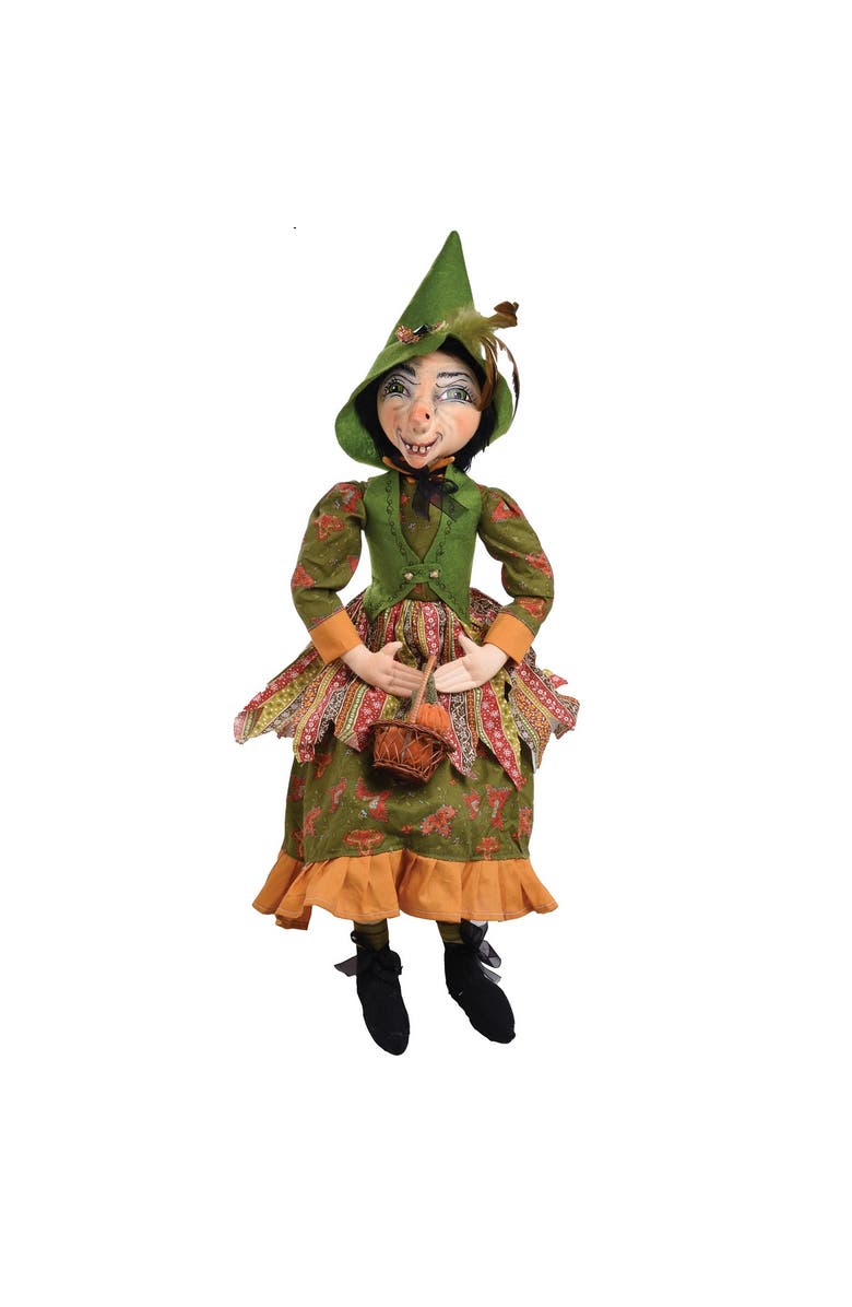 Gallerie II Gwinette Witch Joe Spencer Gathered Traditions Halloween Art Doll Figure, Main, color, Green