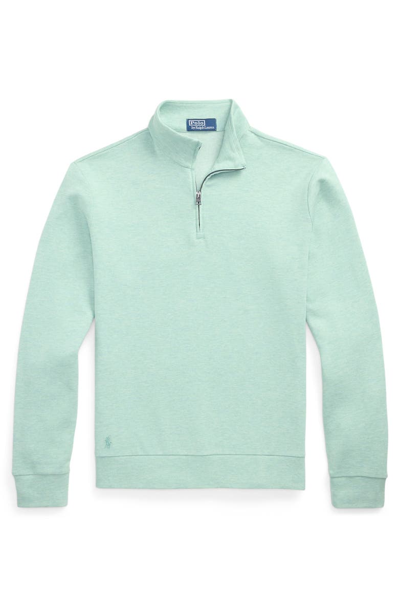 Polo Ralph Lauren Textured Double Knit Quarter Zip Pullover, Alternate, color, Celadon Heather/ Nevis