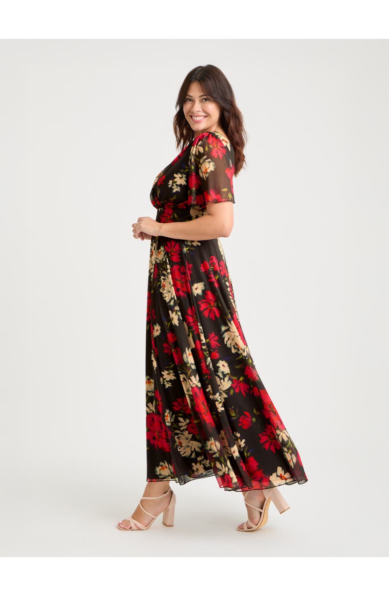 Scarlett & Jo Isabelle Short  Sleeve Maxi Dress, Alternate, color, Black Red Cream