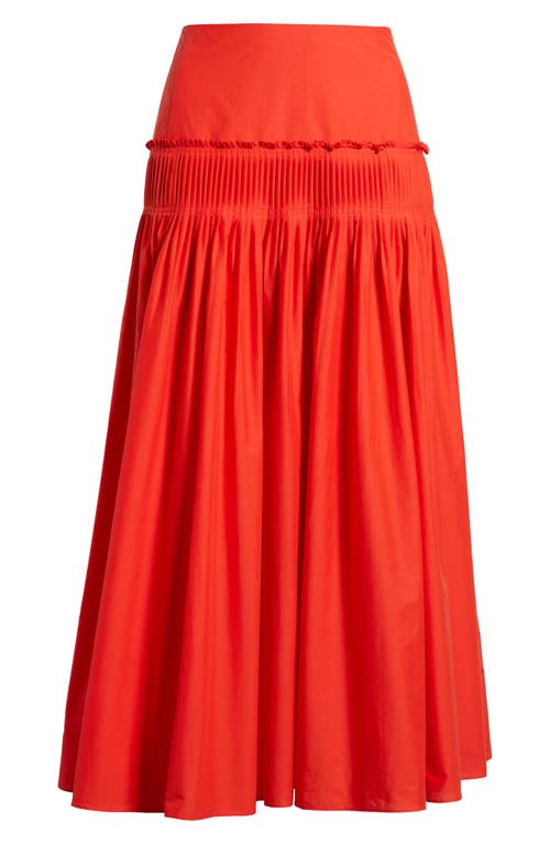 Theory Accordion Maxi Skirt In Cotton-blend In Red