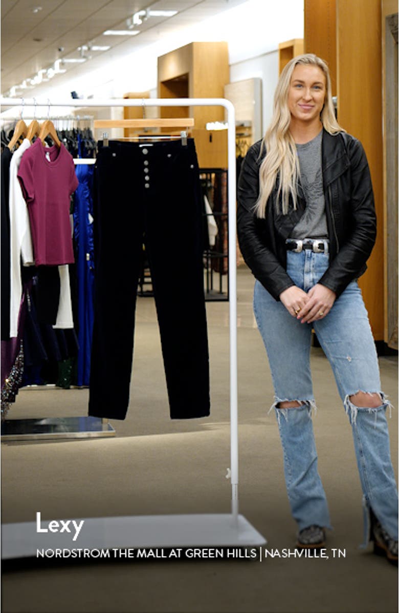 Button Fly Velveteen Skinny Pants, sales video thumbnail