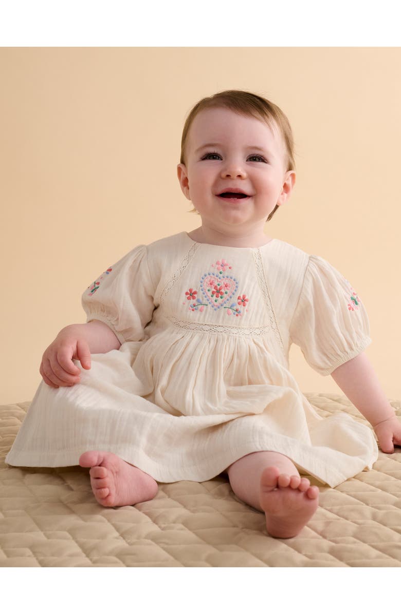 Purebaby Embroidered Dress, Alternate, color, Cloud