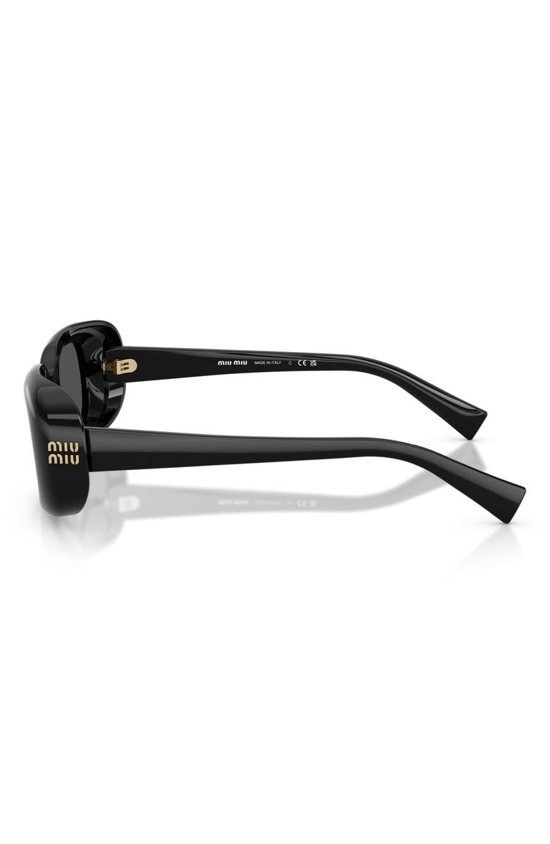 Miu Miu 52mm Rectangular Sunglasses, Alternate, color, Black / Dark Grey
