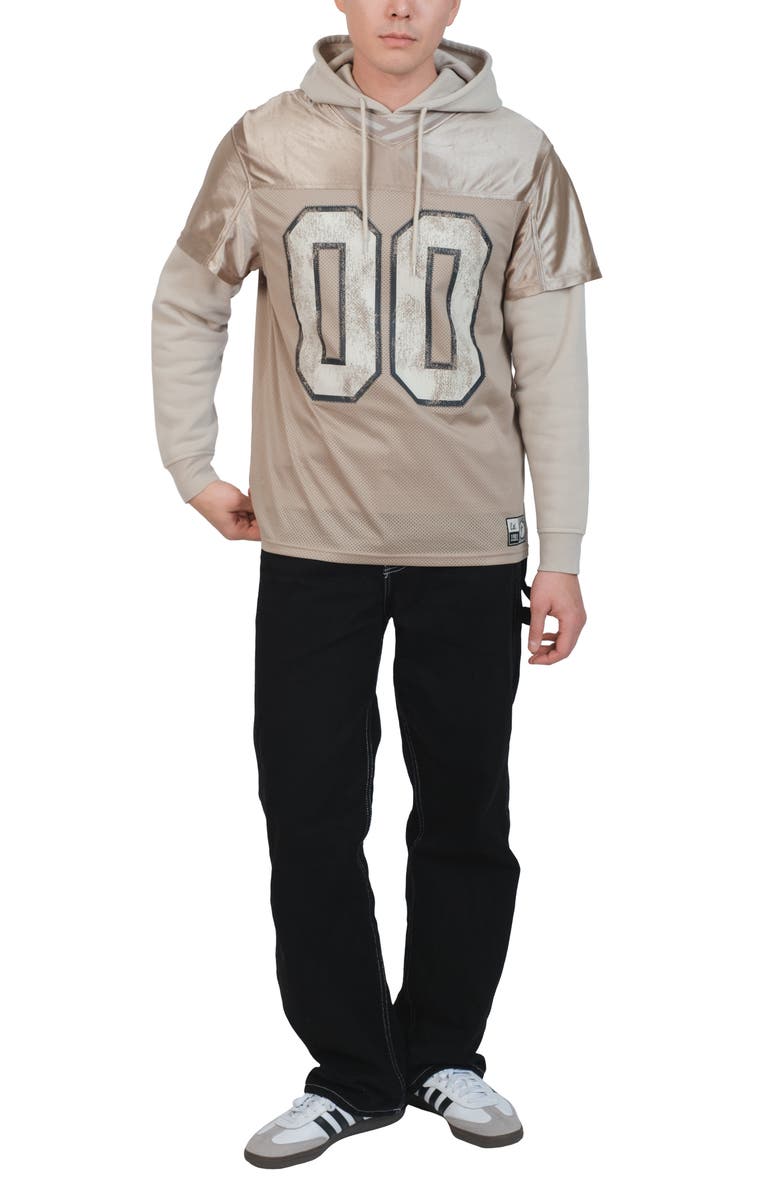 Brooklyn Cloth Jersey Layered Hoodie, Alternate, color, Pumice Stone