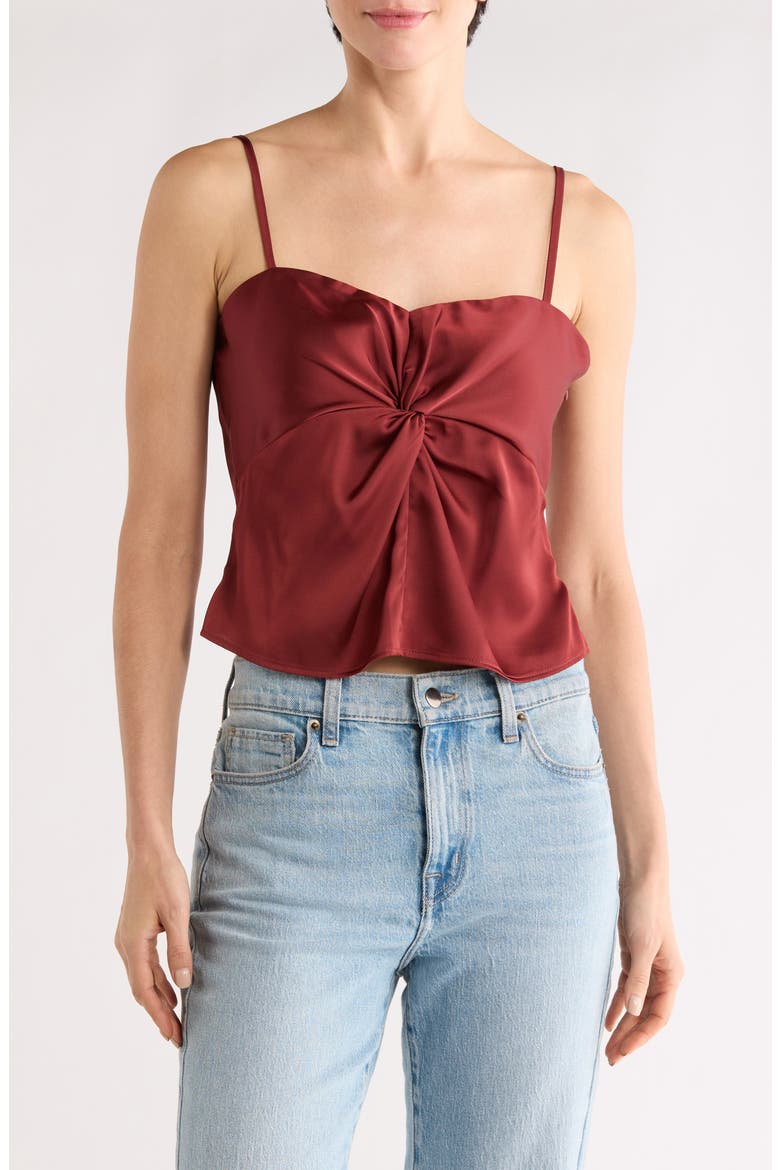 Twist Front Satin Camisole, Main, color, WINE