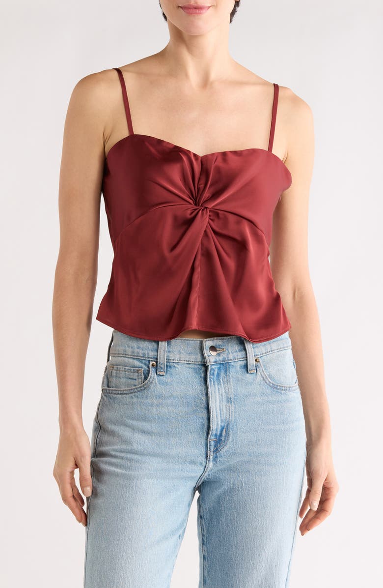 SUNDAY EDITION Twist Front Satin Camisole, Main, color, Wine