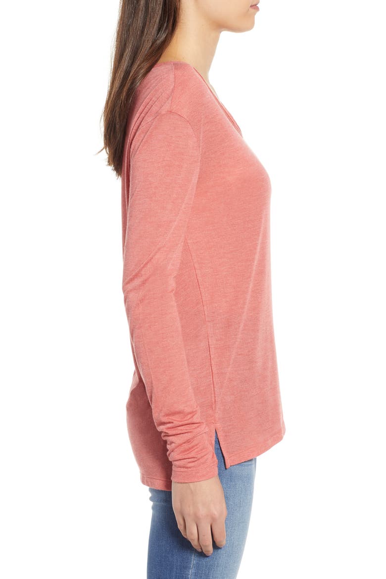 Raw Edge Scoop Neck Tee, Alternate, color, PINK CEDAR