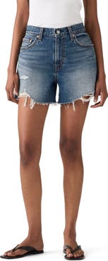 Levi's Ribcage High Waist A-Line Cutoff Denim Shorts