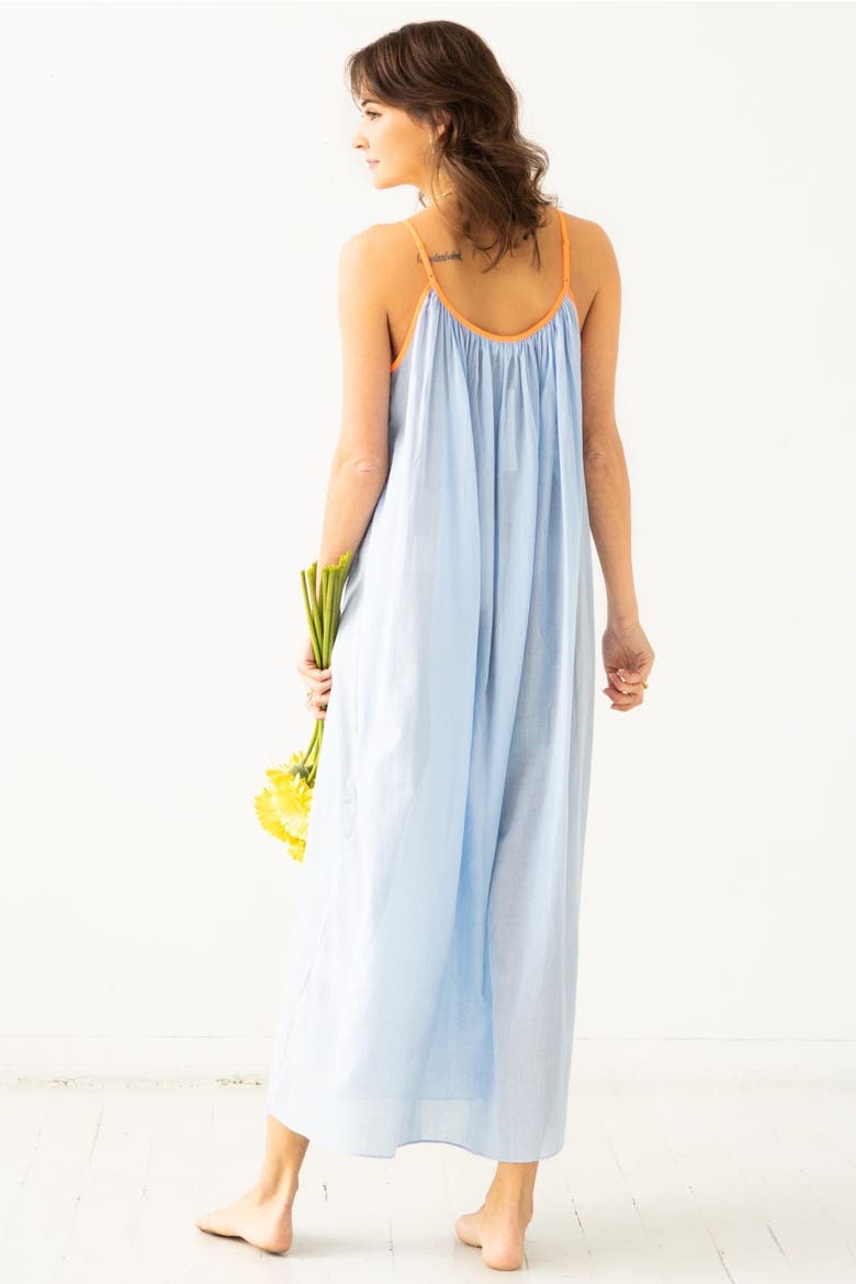 The Marigold Cotton Lounge Dress, Alternate, color, Periwinkle/Neon Pink