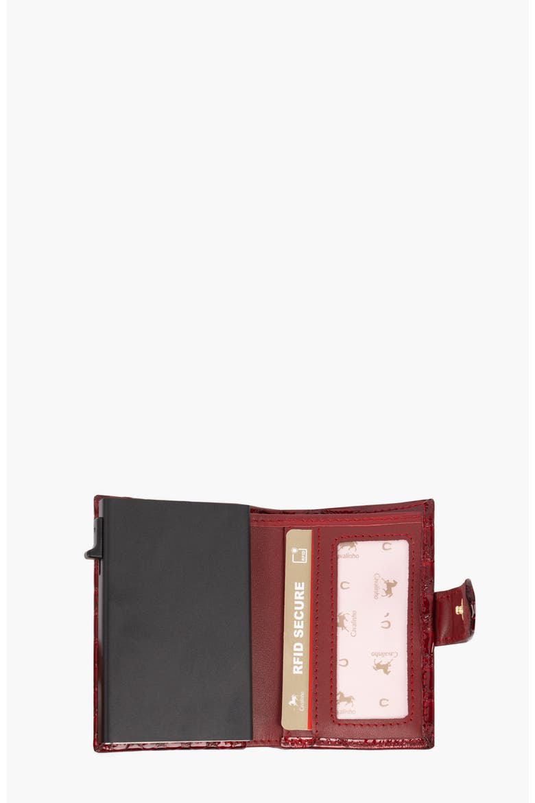 Gallop Bifold Pop Up Slim Patent Leather Wallet 22, Alternate, color, Red