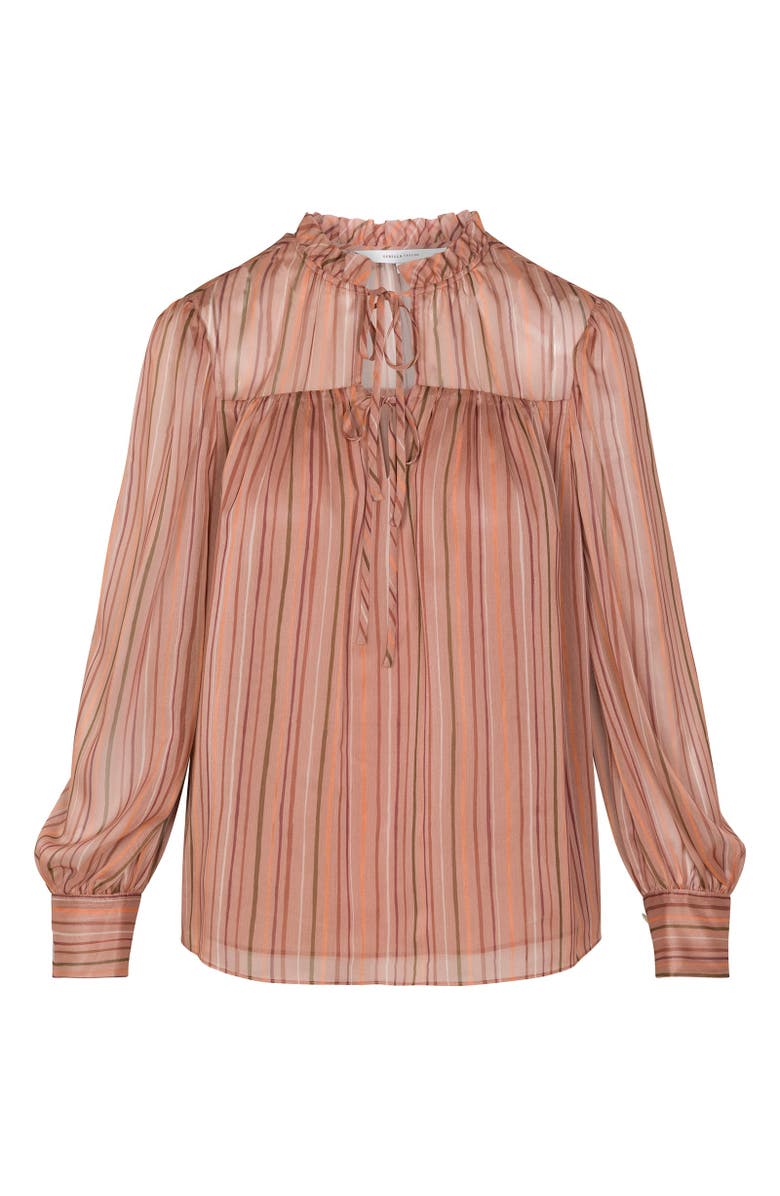 Rebecca Taylor Celeste Stripe Blouse, Alternate, color, Persimmon Stripe Multi